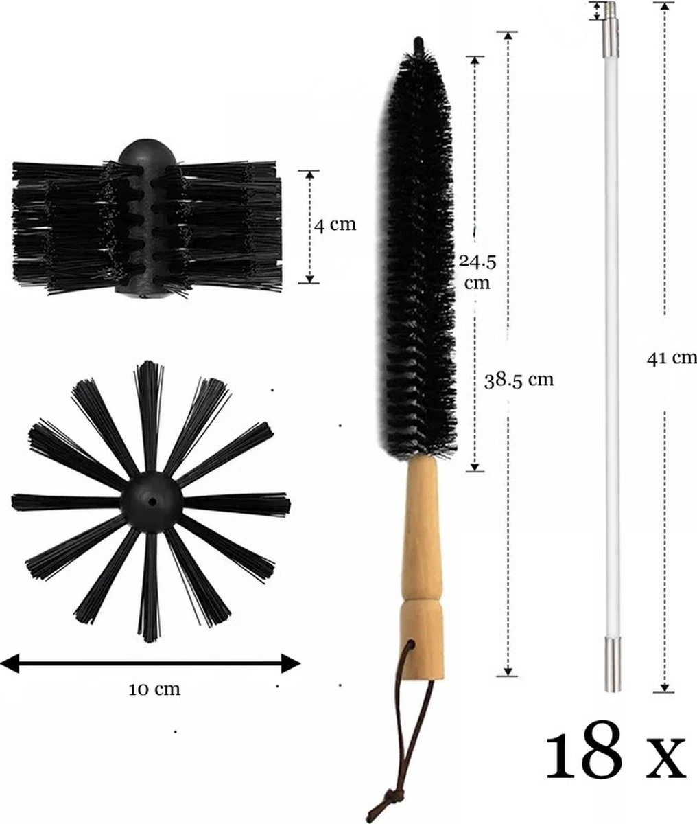 Schoorsteenveegset - 8 Meter - 2 Borstelkoppen - Professioneel - Schoorsteen Borstel - Veegkit - Haardset Voor Houtkachel - Flexibel - Schoorsteenveger - Pelletkachel Accessoires - Schoorsteen Reiniger - Geschikt Voor Boormachines - Afbeelding 8