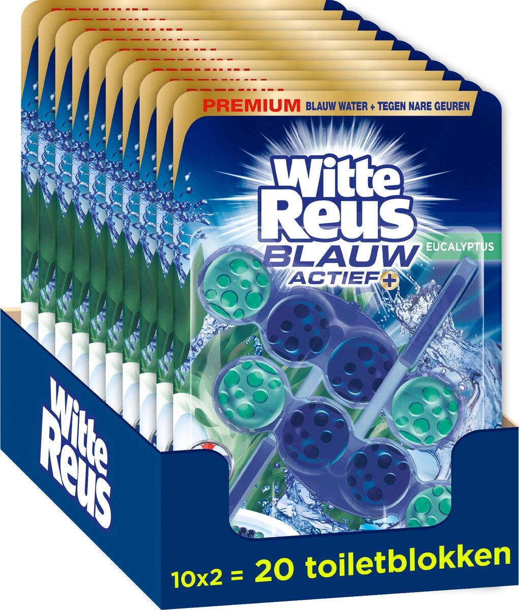 Witte Reus Blauw Actief Toiletblok - Eucalyptus - WC Blokjes Voordeelverpakking - 20 Stuks