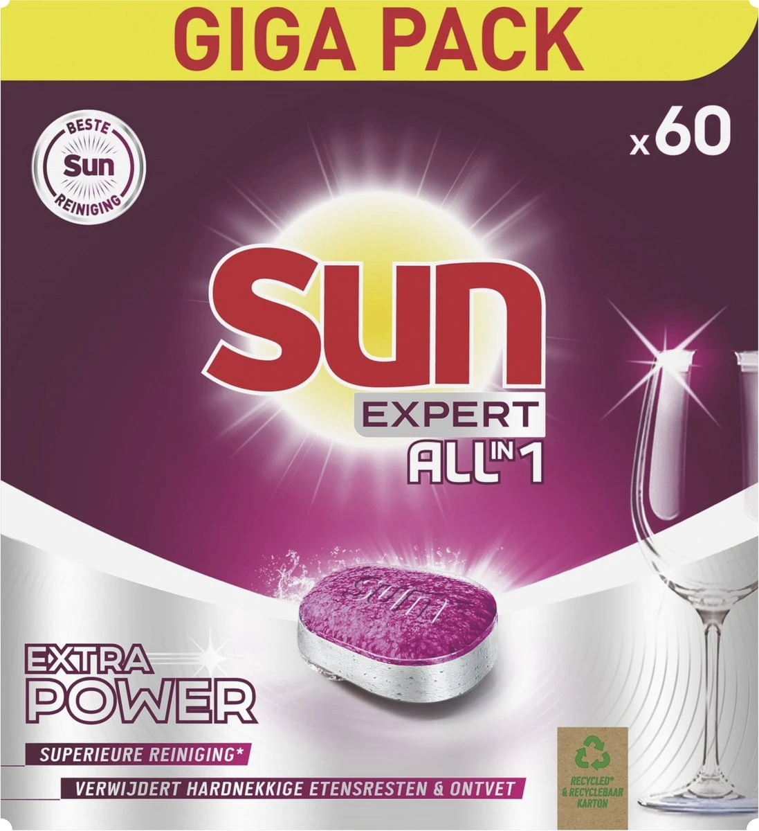 SUNĀ® Sun Expert All-in 1 Vaatwastabletten - 60 Tabletten - Voordeelverpakking