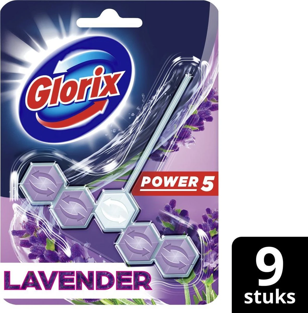 Glorix Power 5 Toiletblokken - Lavendel - 9 Stuks - Voordeelverpakking - Afbeelding 2