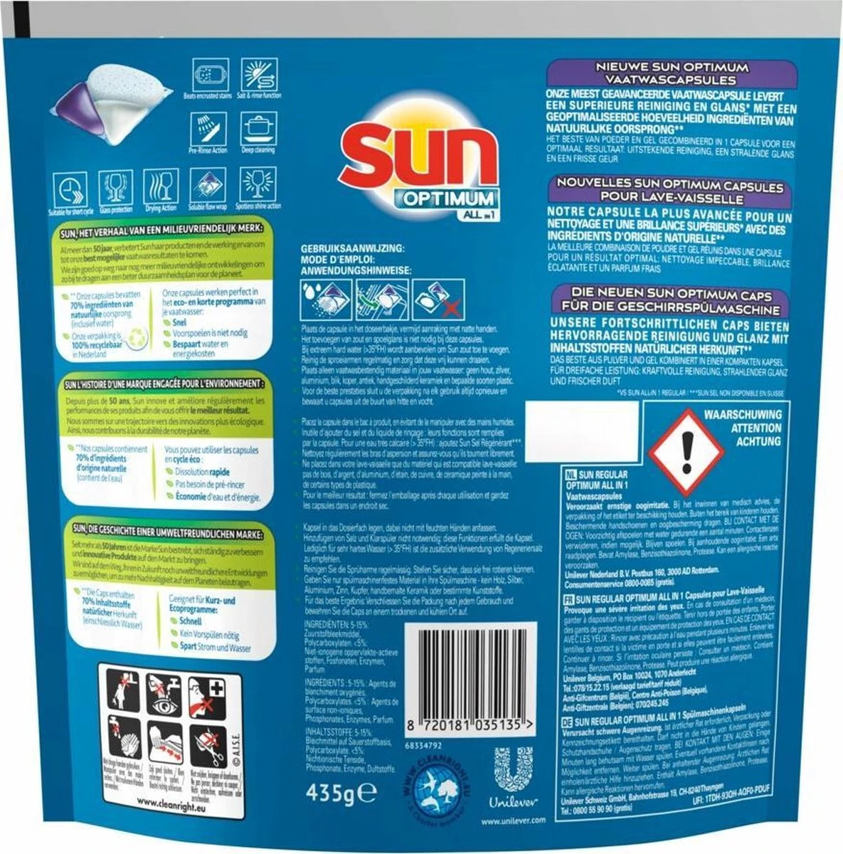 SUN® Sun Optimum All-in 1 Regular Capsules - 30 Vaatwastabletten - Maandbox - Afbeelding 2