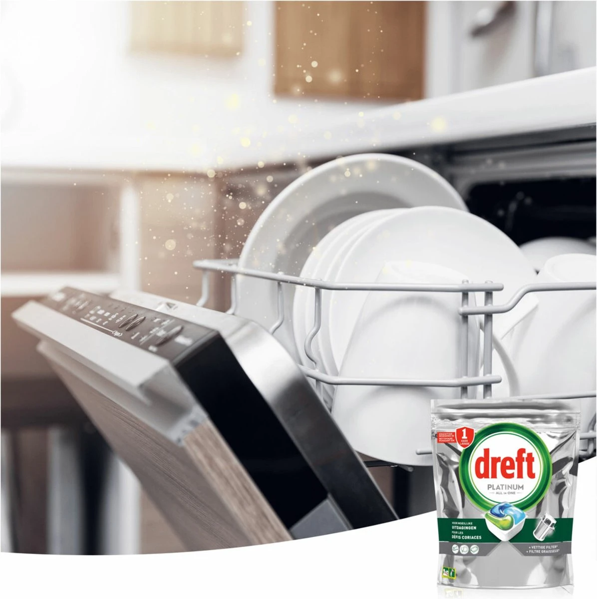 Dreft Platinum All In One - Vaatwascapsules - Original - Voordeelverpakking 5 X 20 Capsules - Afbeelding 5