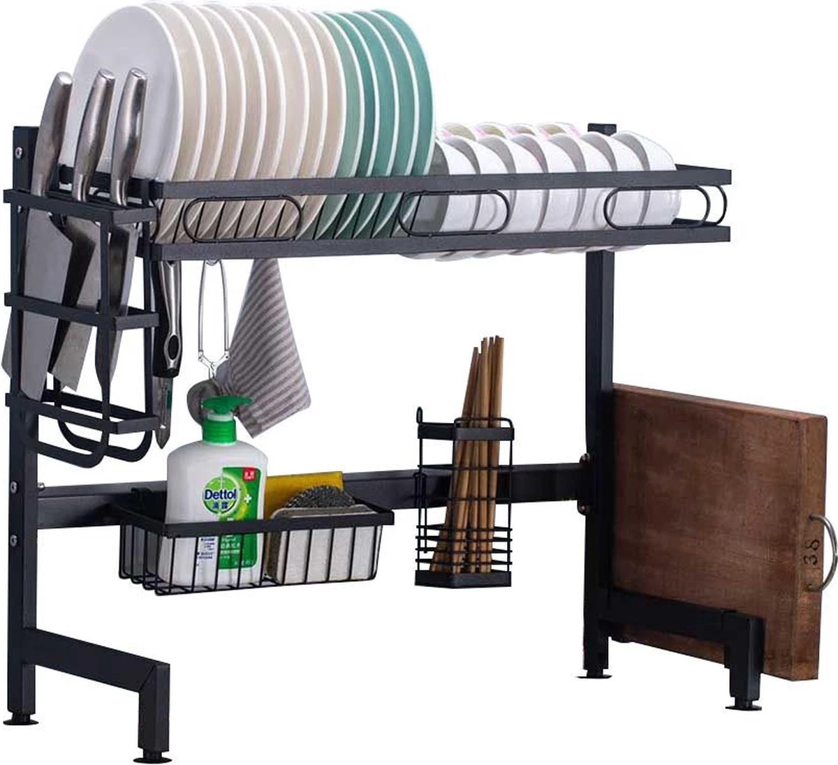 Afdruiprek Voor Boven Gootsteen - Keukenhulp - Keukenrek - Industriële Look - Bordenrek