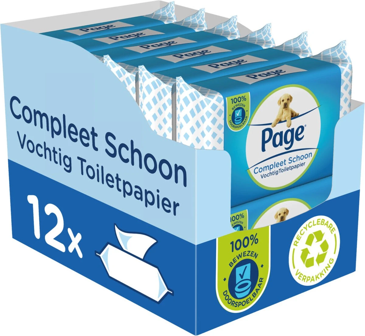 Page Vochtig Toiletpapier - 12 X 38 Stuks - Compleet Schoon Vochtig Wc Papier - Voordeelverpakking - Afbeelding 2