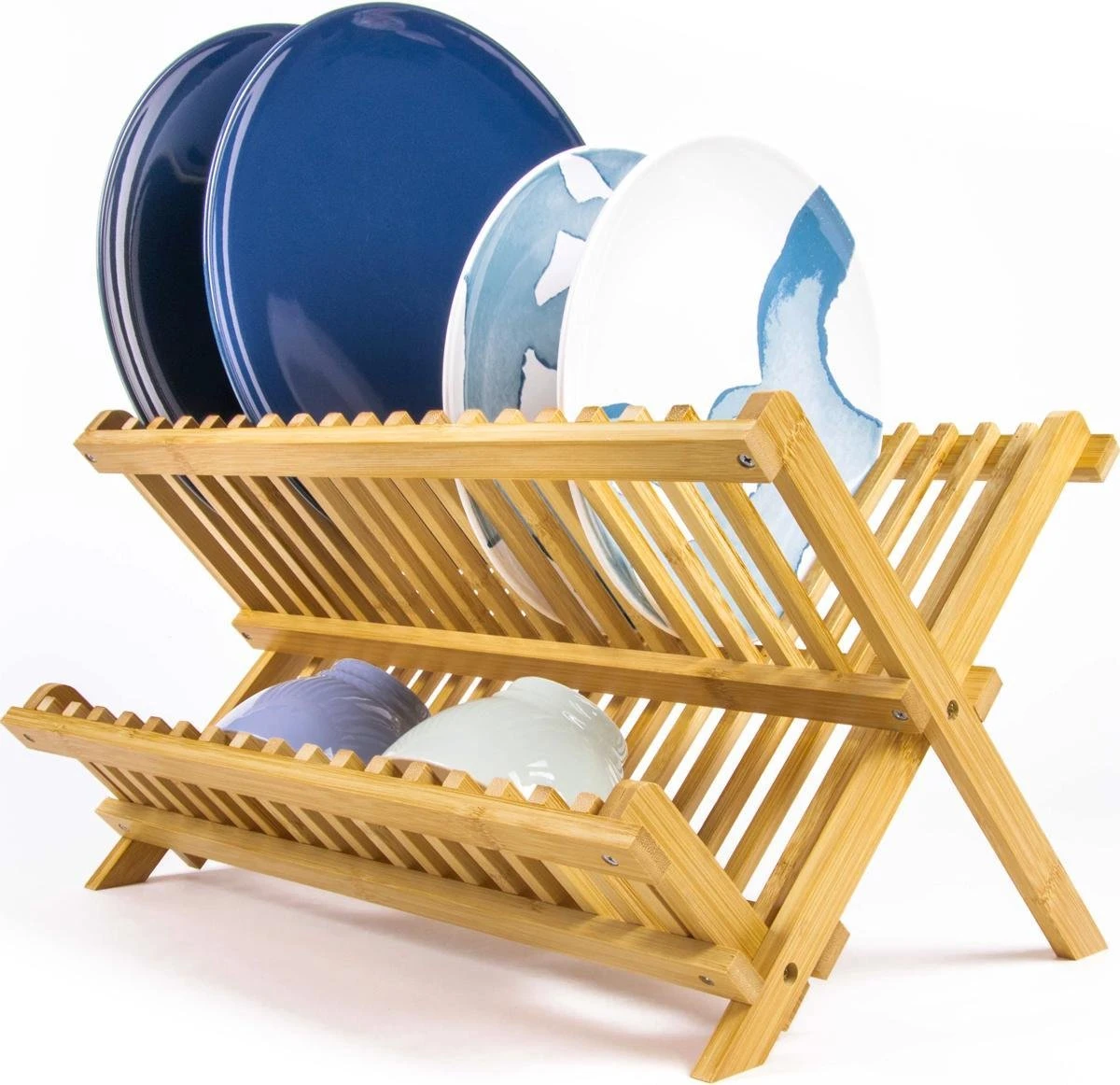Budu Afdruiprek - Afdruiprekje Van Bamboe Hout - Afdruiprek Voor Afwas - Vaatwasrek - Keukenrek - Inklapbaar - Opvouwbaar -