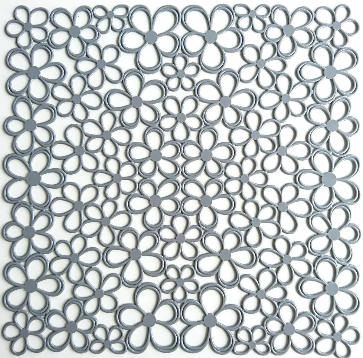 Merkloos Papillon - 2 Stuks Gootsteenmat - Bloem Grijs - 31,5 X 31,5 Cm