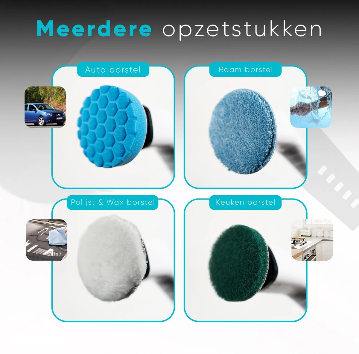 Merkloos Scrubclean Elektrische Schoonmaakborstel-7 In 1 Schrobber Met Steel-2 Standen Poetsmachine-max 130cm-badkamer/keuken/auto +gratis Houder - Afbeelding 8