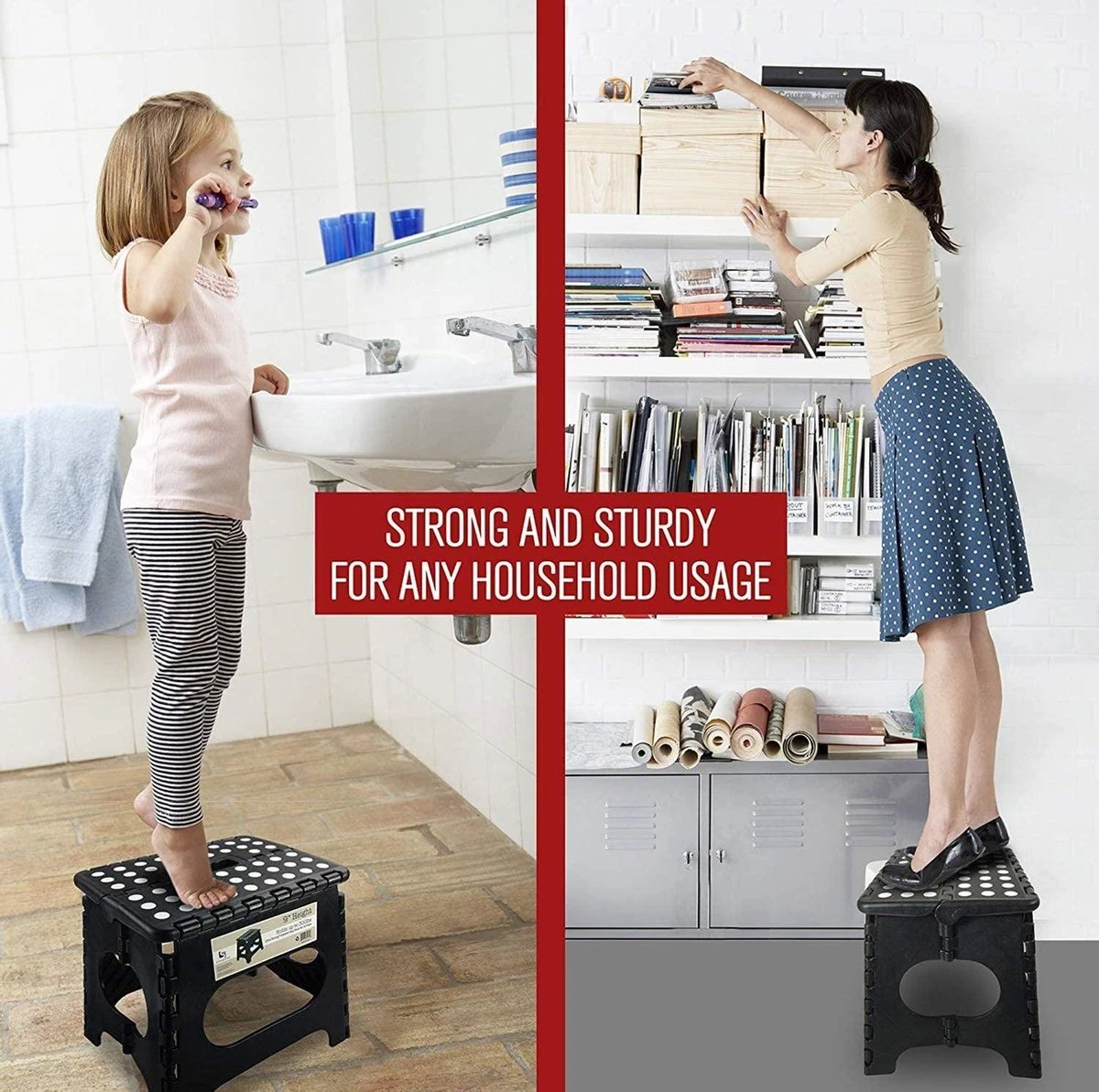 Buxibo - Kruk - Krukje - Keukentrap - Keukentrapje - Opvouwbaar Trapje - Keuken/Badkamer/Schuur Trapje - 29 X 24 X 40cm - Afbeelding 6