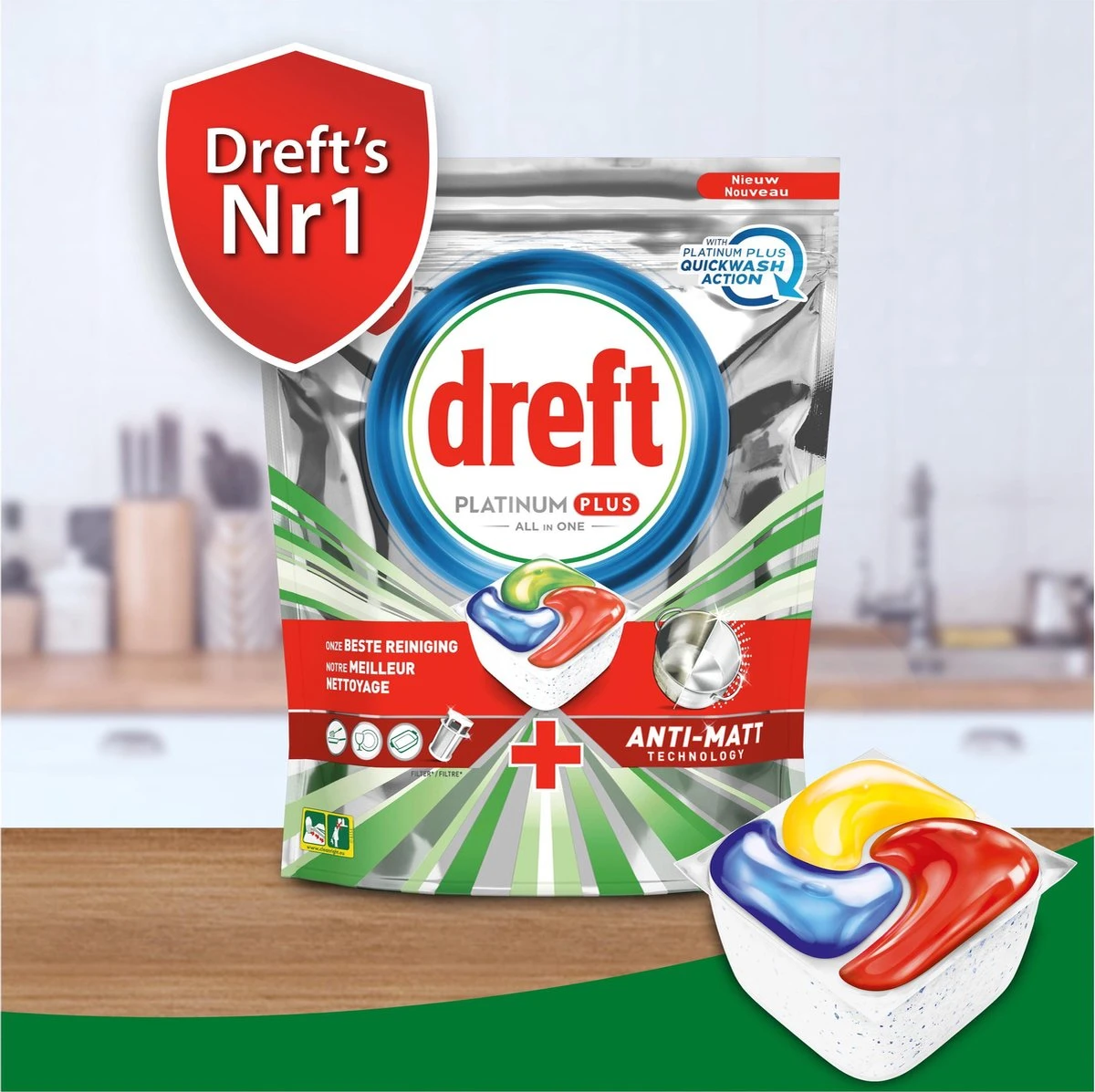 Dreft Platinum Plus All In One Lemon - 95 Stuks - Vaatwastabletten - Afbeelding 4