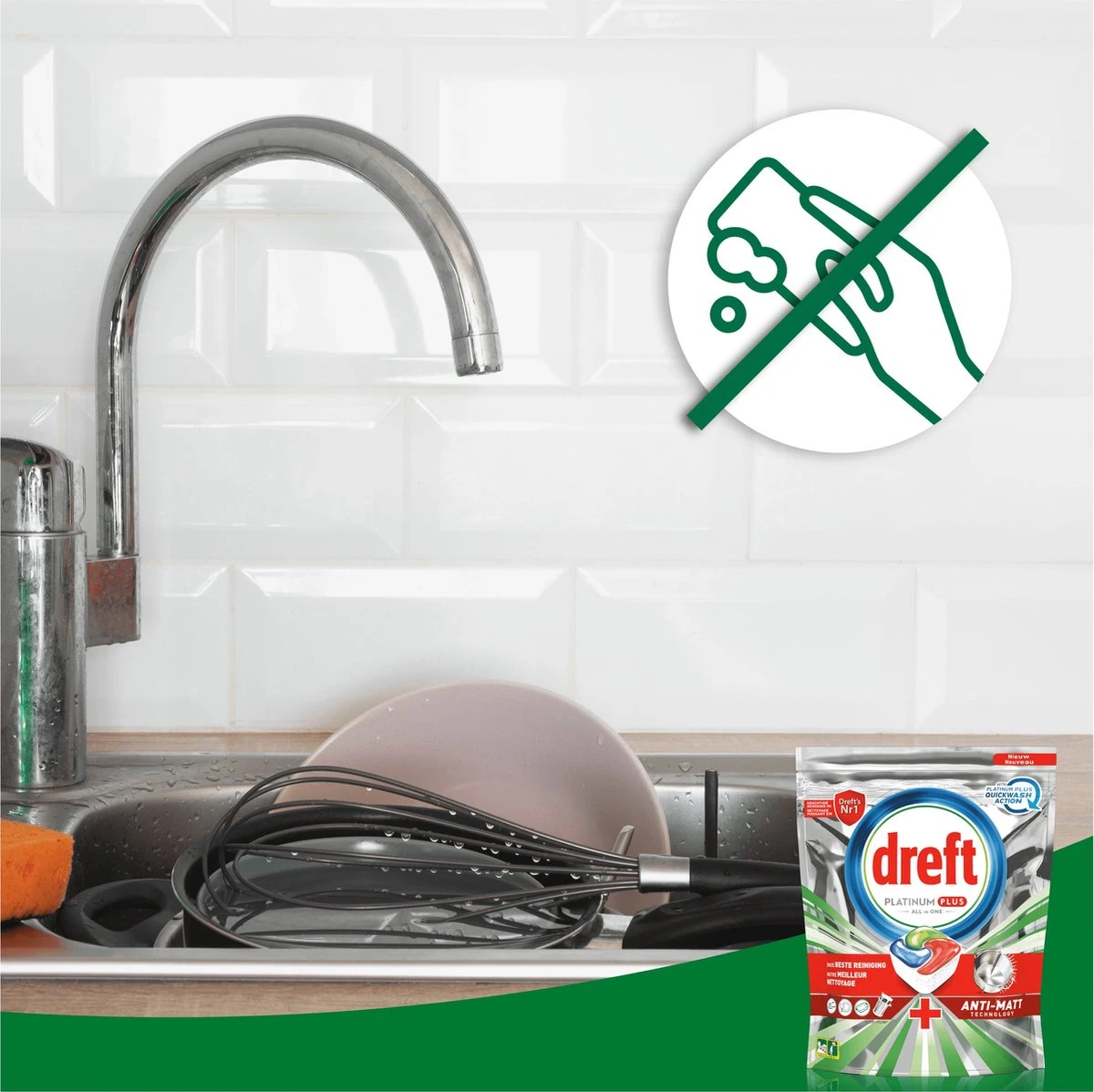 Dreft Platinum Plus All In One Vaatwastabletten - Deep Clean - Voordeelverpakking 4 X 38 Stuks - Afbeelding 8