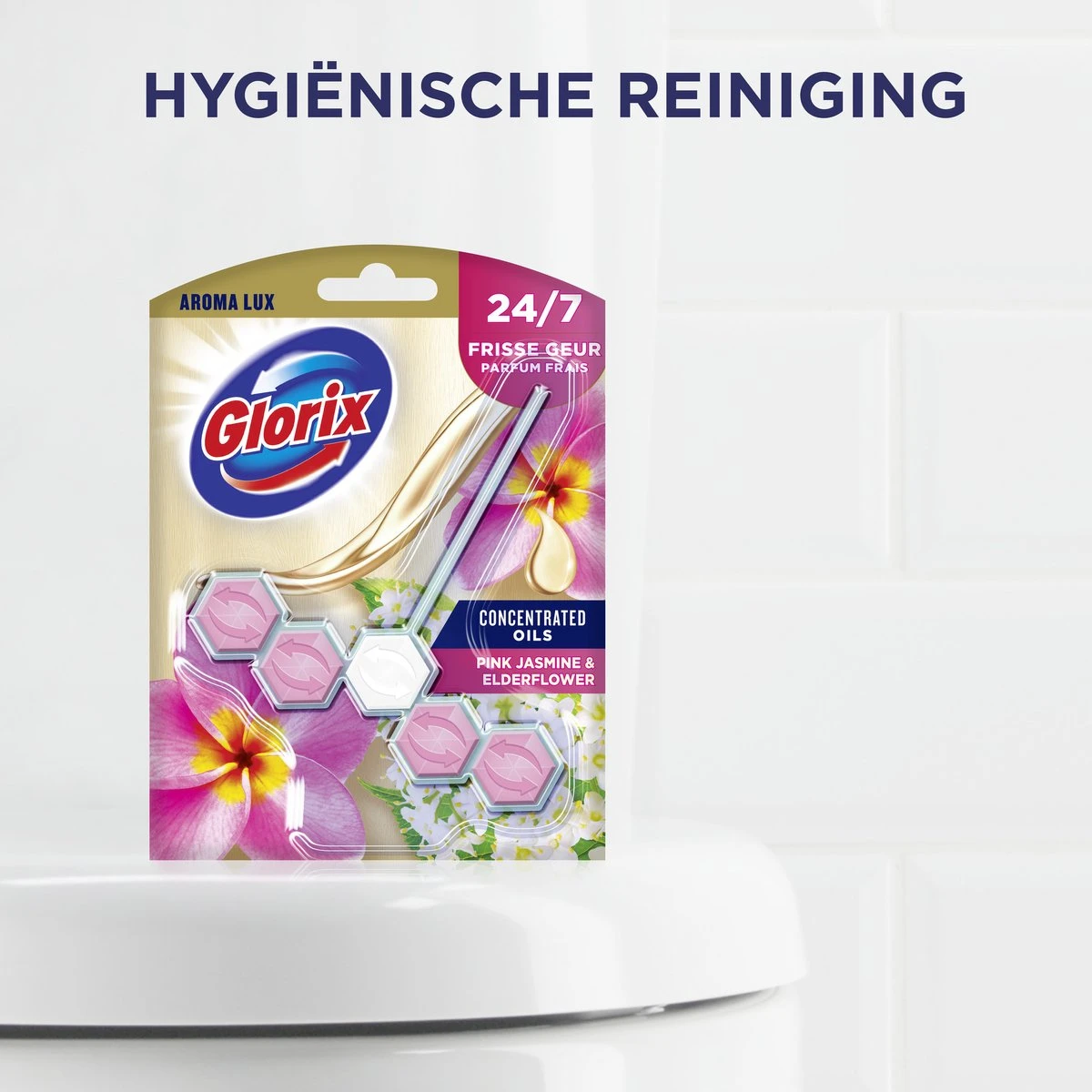 Glorix Aroma Lux Pink Jasmine & Elderflower Toiletblokken - 9 Stuks - Voordeelverpakking - Afbeelding 2