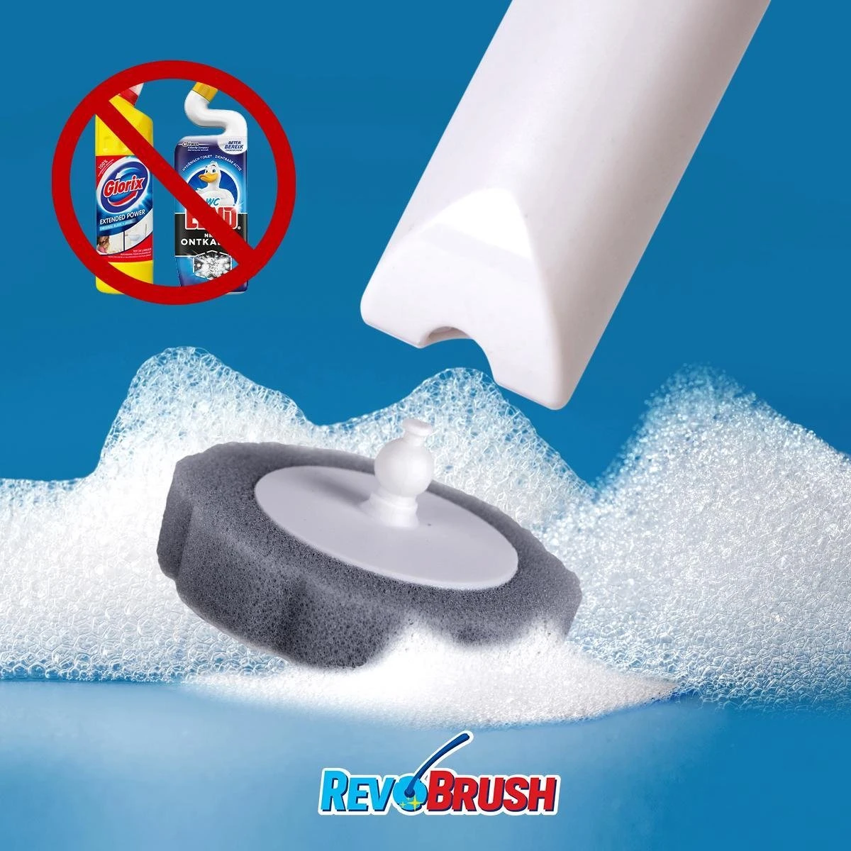 RevoBrush 28x Crystal Clean Foaming Pads Navulling - WC Borstel Met Houder Vrijstaand - Afbeelding 5