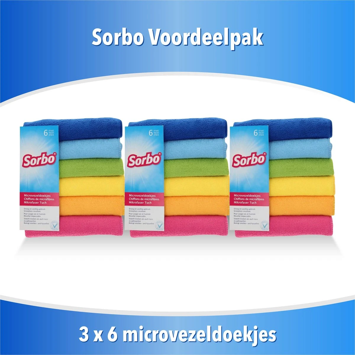 15 Stuks Sorbo Microvezeldoek Gekleurd 40 X 40 Cm - Vaatdoeken Microvezel - Microvezeldoekjes (3 X 6 )