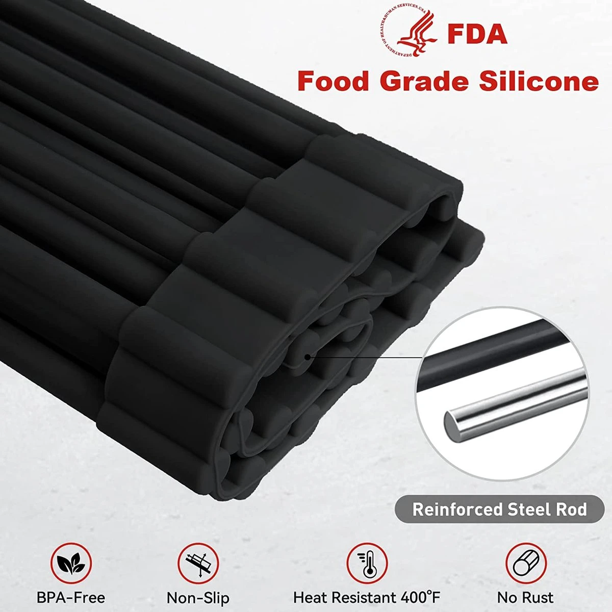 BOTC Afdruiprek - Verstelbaar - Afdruipmat Voor Afwas - Pannenonderzetter - Opvouwbaar - Afbeelding 3