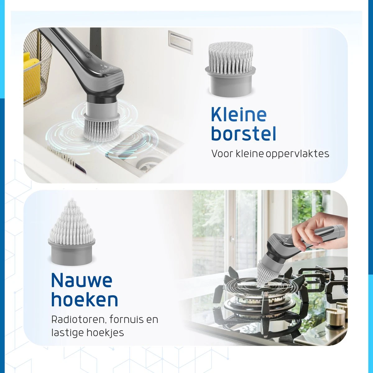 Qualitics Elektrische Schoonmaakborstel - Roterende Polijstmachine - Schrobborstel - Poetsmachine - Vloerreiniger Met 10 Opzetstukken - Afbeelding 5