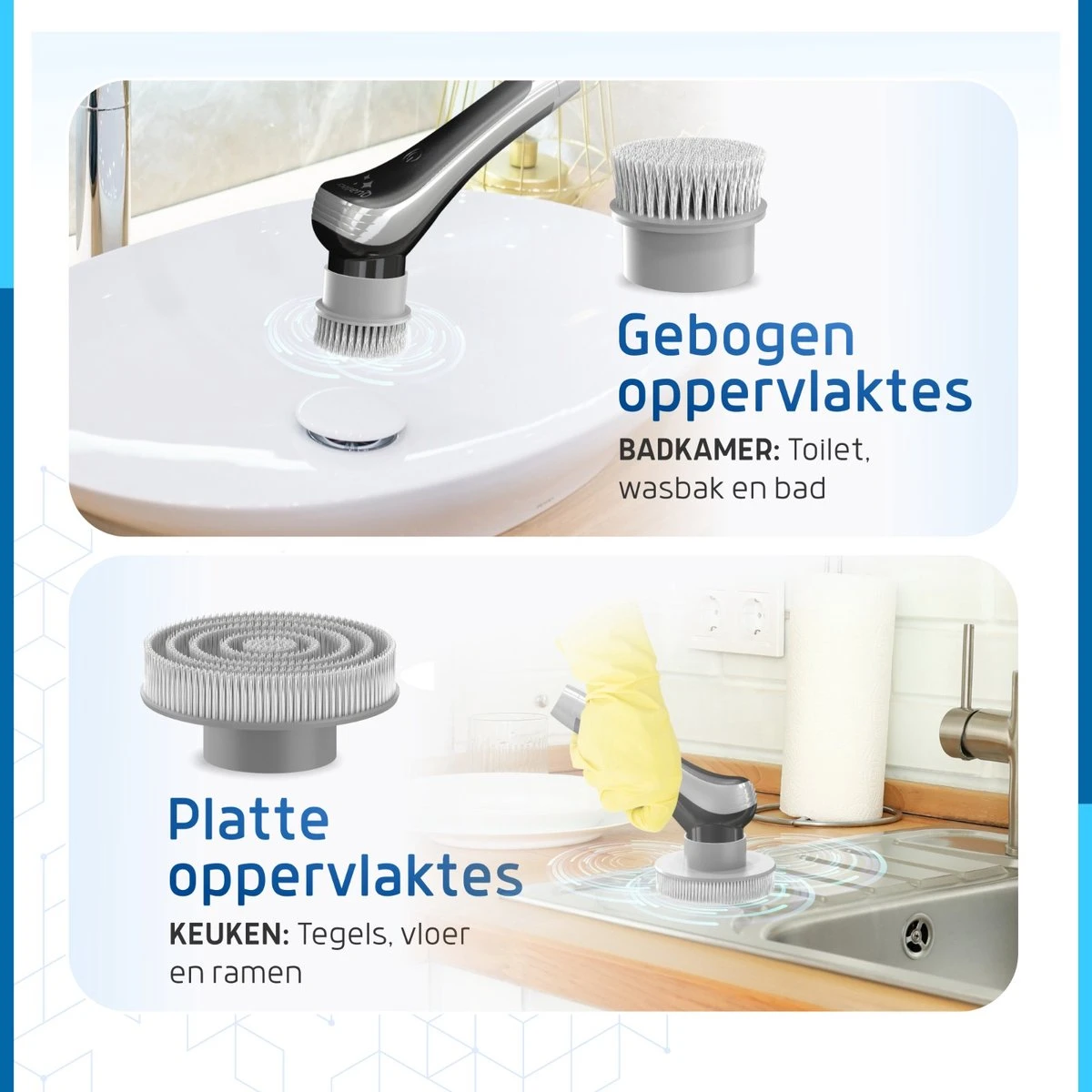 Qualitics Elektrische Schoonmaakborstel - Roterende Polijstmachine - Schrobborstel - Poetsmachine - Vloerreiniger Met 10 Opzetstukken - Afbeelding 9