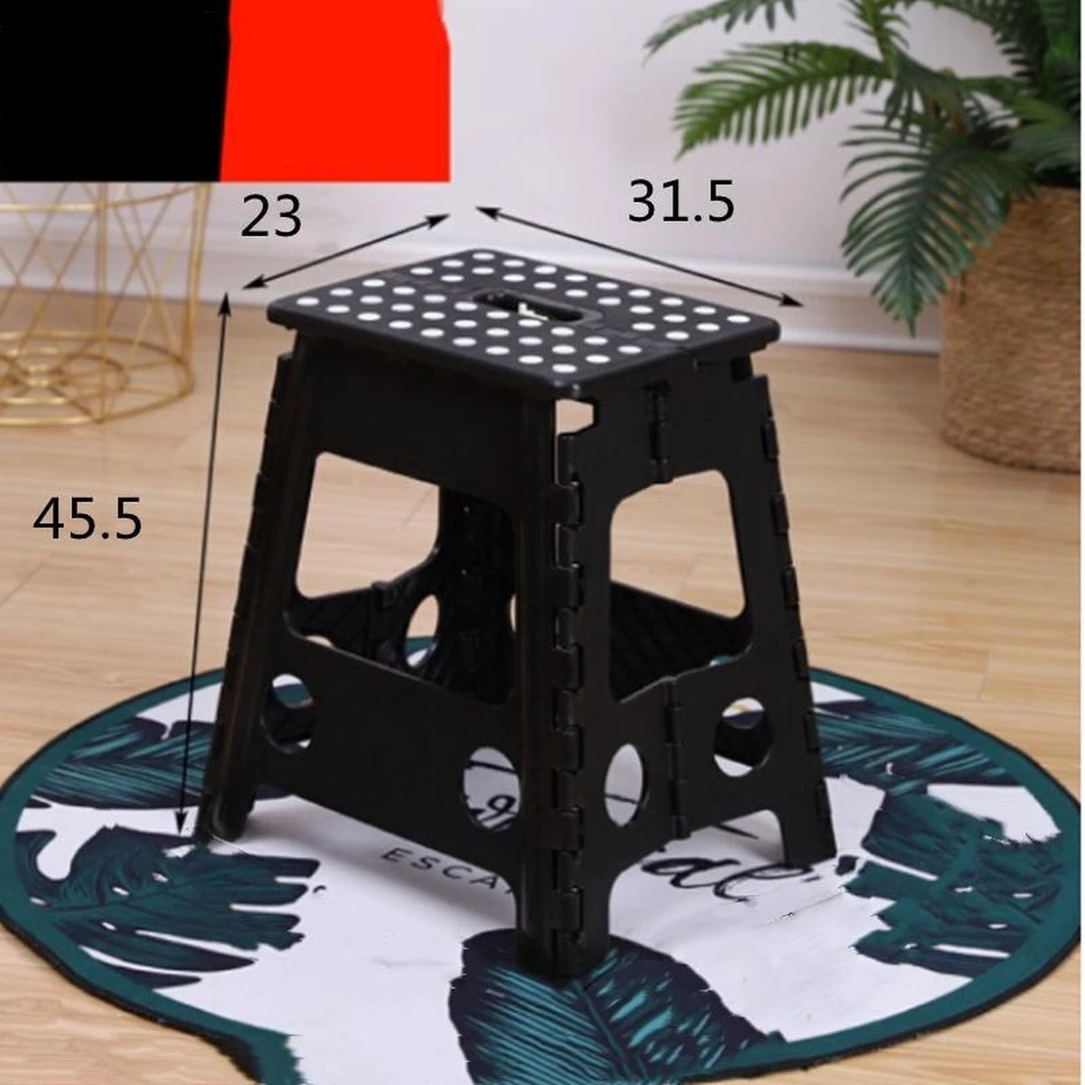 Merkloos Verdikt Kunststof Klapkruk-draagbaar-opvouwbare Kruk-Met Antislip Oppervlak Zwart 29x22cmx45cm - Afbeelding 6