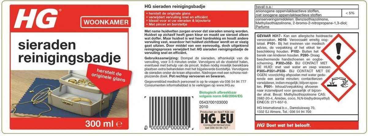 HG Sieraden Reinigingsbadje - 300 Ml - Inclusief Borstelje En Pincet - Afbeelding 3