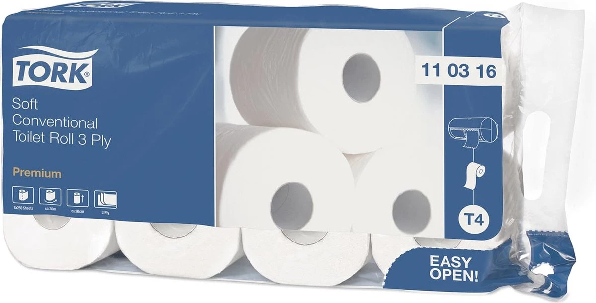 Tork Traditioneel Toiletpapier 3-laags Wit 250 Vel T4 Premium - Afbeelding 3