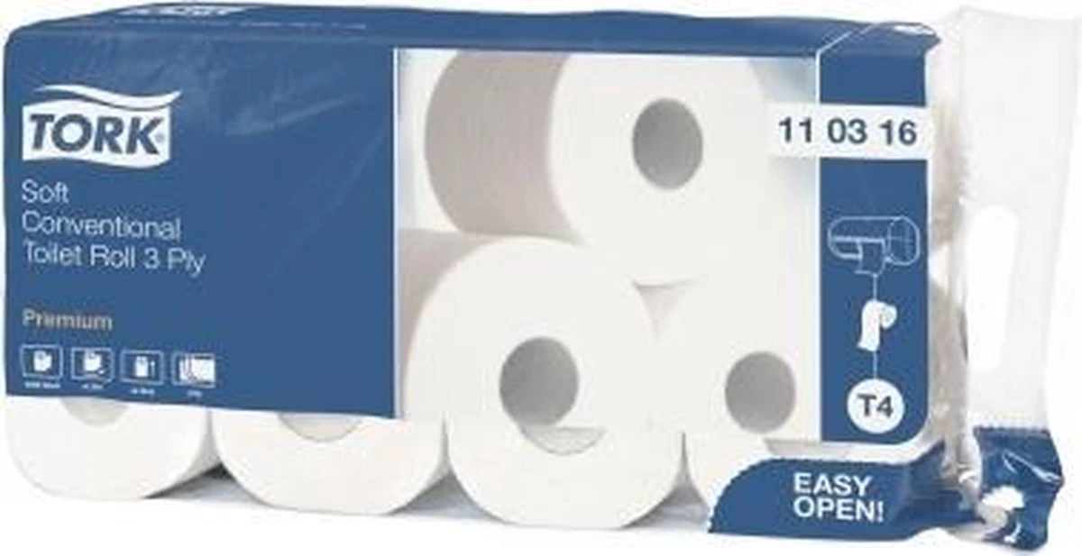 Tork Traditioneel Toiletpapier 3-laags Wit 250 Vel T4 Premium - Afbeelding 5