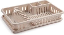 Beige Afdruiprek Met Lekbak 45 X 30 Cm - Keukenbenodigdheden - Afwassen/afdrogen - Afwasrekken - Afdruiprekken Met Lekbak