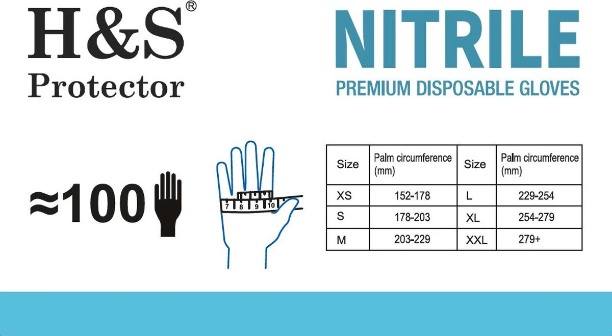 H&S PROTECTOR - Nitril Handschoenen - Wegwerp Handschoenen - Blauw - M - Poedervrij - 100 Stuks - Afbeelding 5