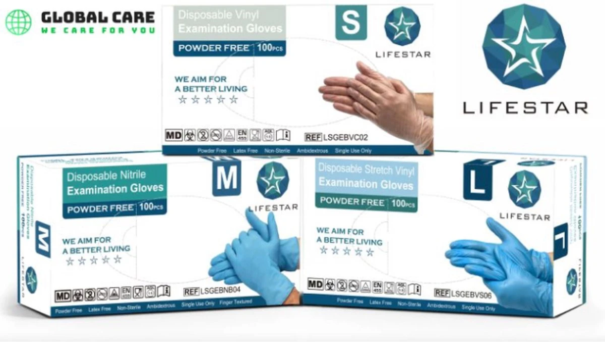 LifeStar-Vinyl Wegwerphandschoenen-100 St.-poedervrij-transparant-Maat M- Beschikbaar S-M-L-XL - Afbeelding 3