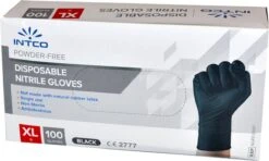 Intco Nitril Handschoenen - Latex Vrij - Zwart - 100 Stuks - Maat XL