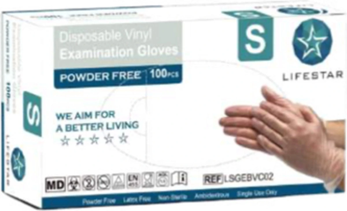 LifeStar-Vinyl Wegwerphandschoenen-100 St.-poedervrij-transparant-Maat M- Beschikbaar S-M-L-XL - Afbeelding 2