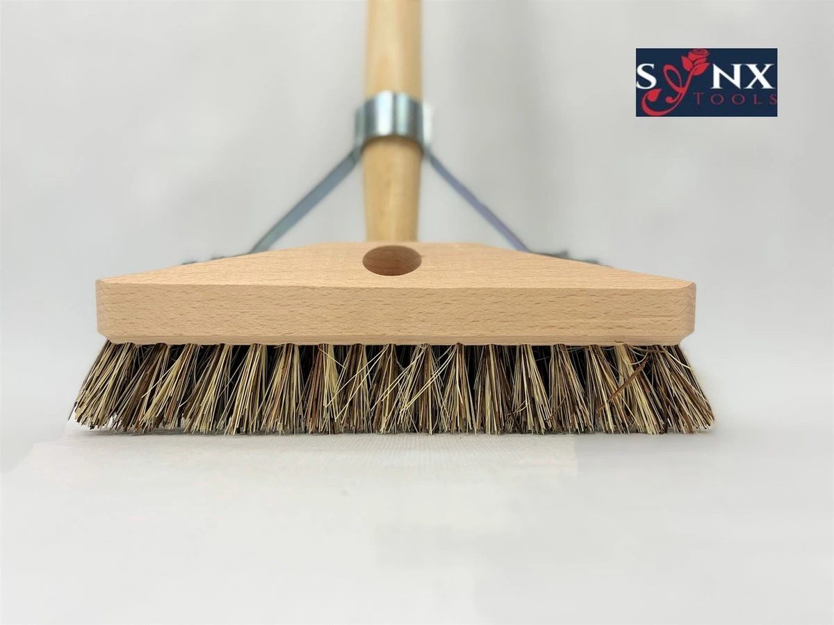 Synx Tools Luiwagen Union 22cm - Tegel Bezem Schrobber- Bezemsteel - Schoonmaakbezem - Schrobborstels - Bezems Met Steel 150 Cm - Afbeelding 4
