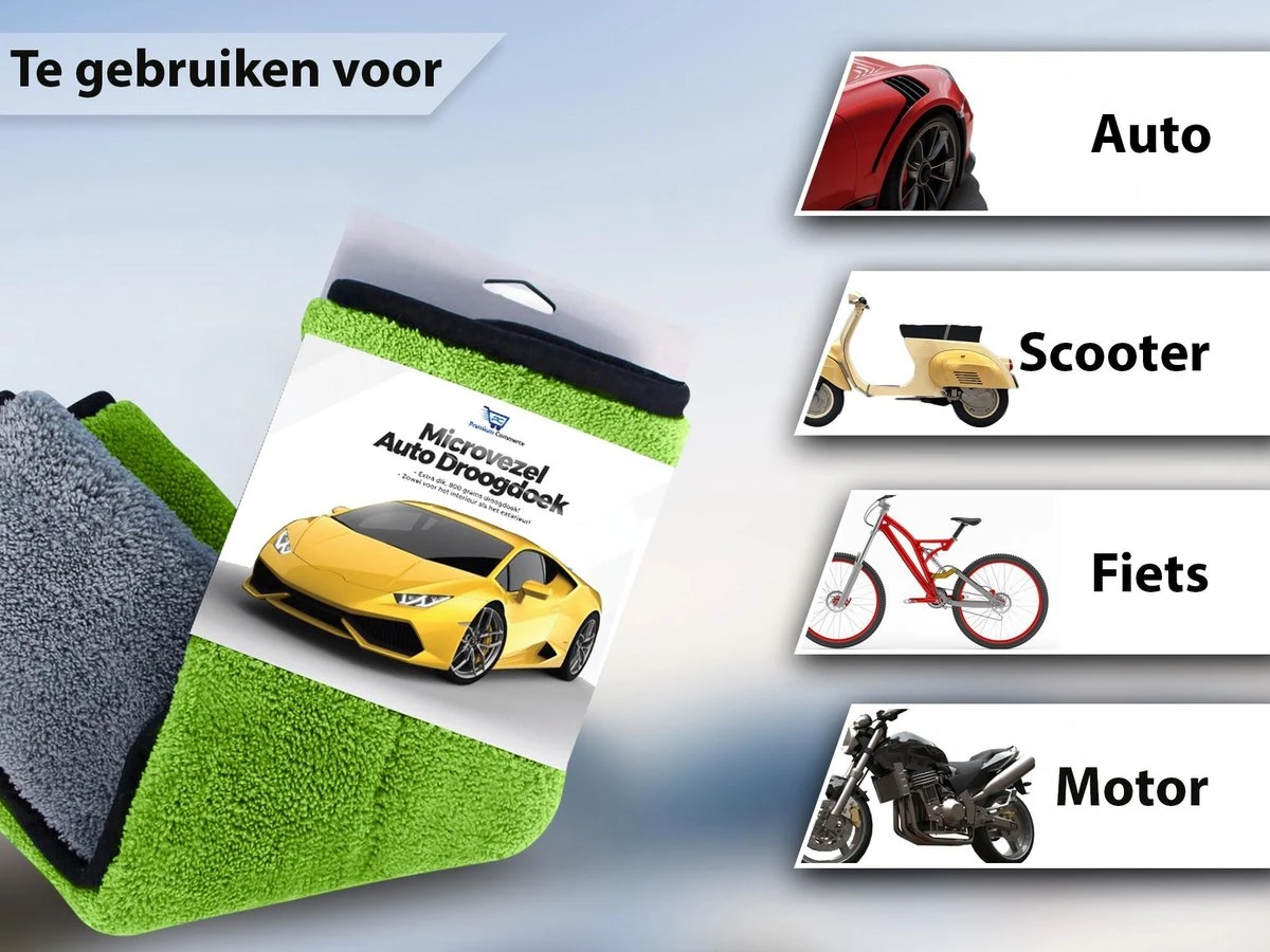 Droogdoek Auto - Badkamer - Drying Towel - Watermagneet - Microvezel - Doek - 45 X 38 Cm - Groen - Afbeelding 2