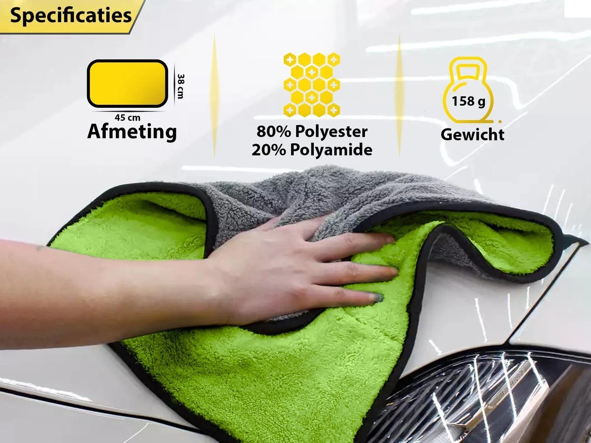Droogdoek Auto - Badkamer - Drying Towel - Watermagneet - Microvezel - Doek - 45 X 38 Cm - Groen - Afbeelding 4