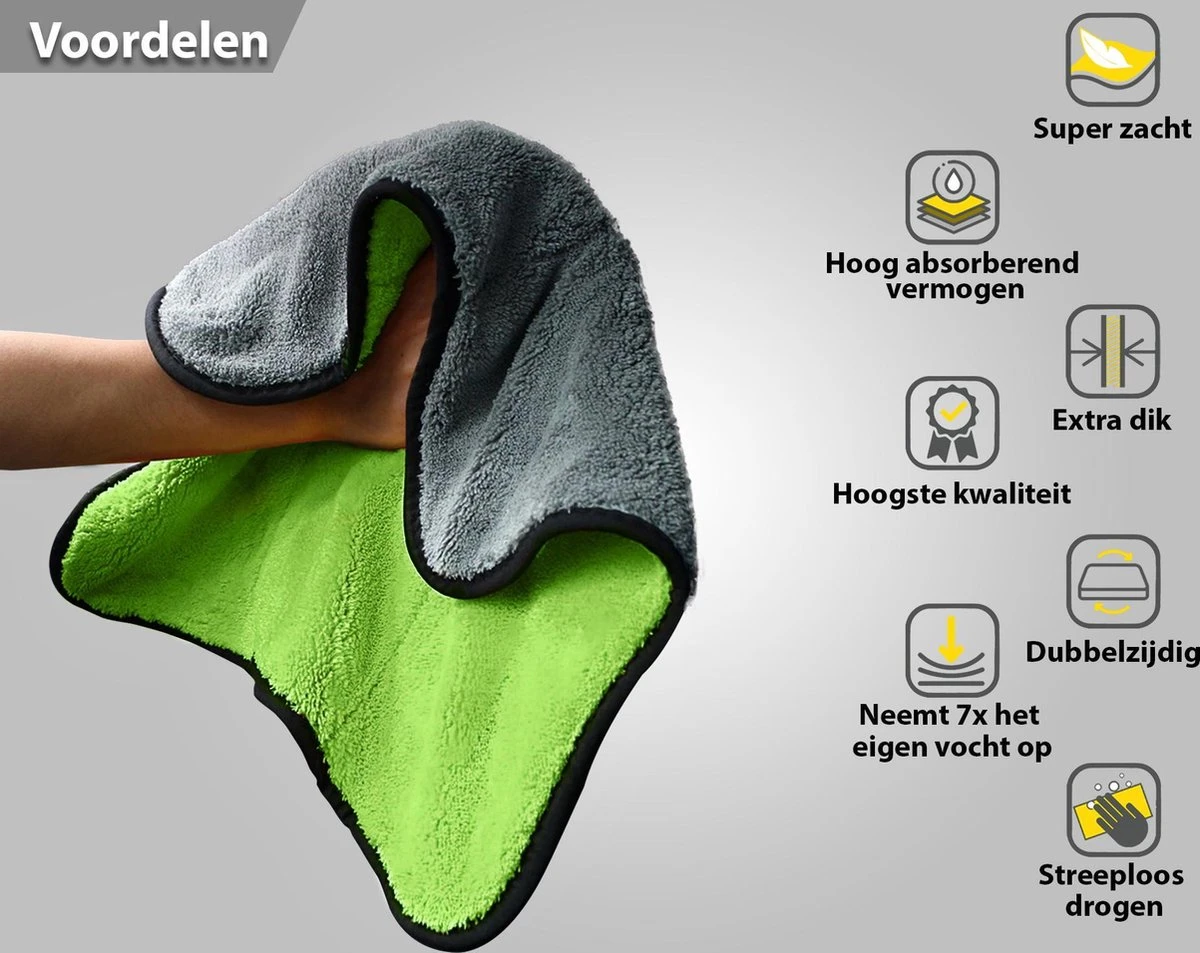 Droogdoek Auto - Badkamer - Drying Towel - Watermagneet - Microvezel - Doek - 45 X 38 Cm - Groen - Afbeelding 3