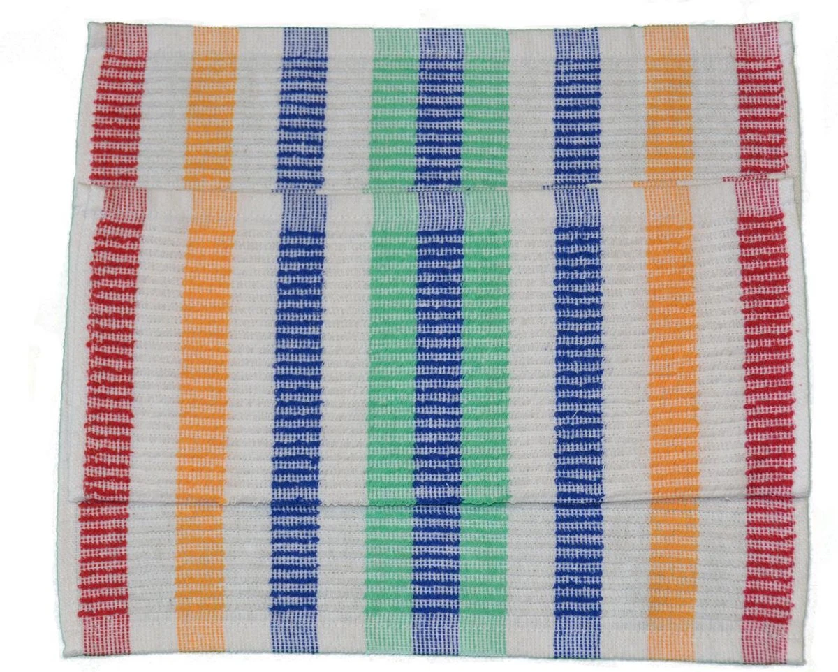 Vaatdoekenset Multicolor - 30x30 – 12 Stuks - Strepen - 100% Katoen - Horeca Vaatdoeken – Vaatdoek – Vaatdoek Strepen Multicolor