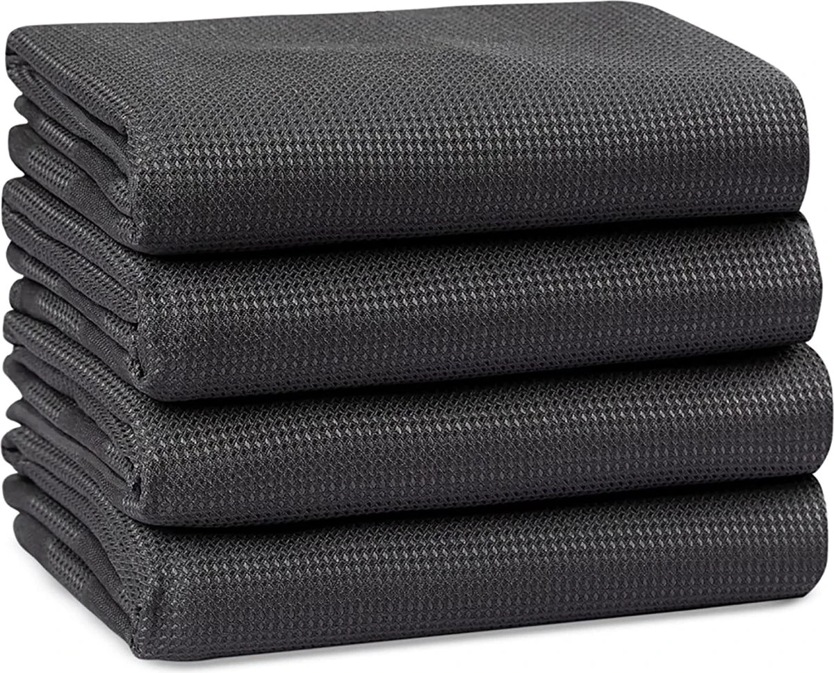 Tuiste Set Van 4, Grijs, Microvezel Microvezeldoeken, Permium Poetsdoeken, Stofdoeken, Nano Poetsdoeken, Micro Magic Magische Doeken, Multifunctionele Reinigingsdoeken, Set Van 4, 37 X 57 Cm