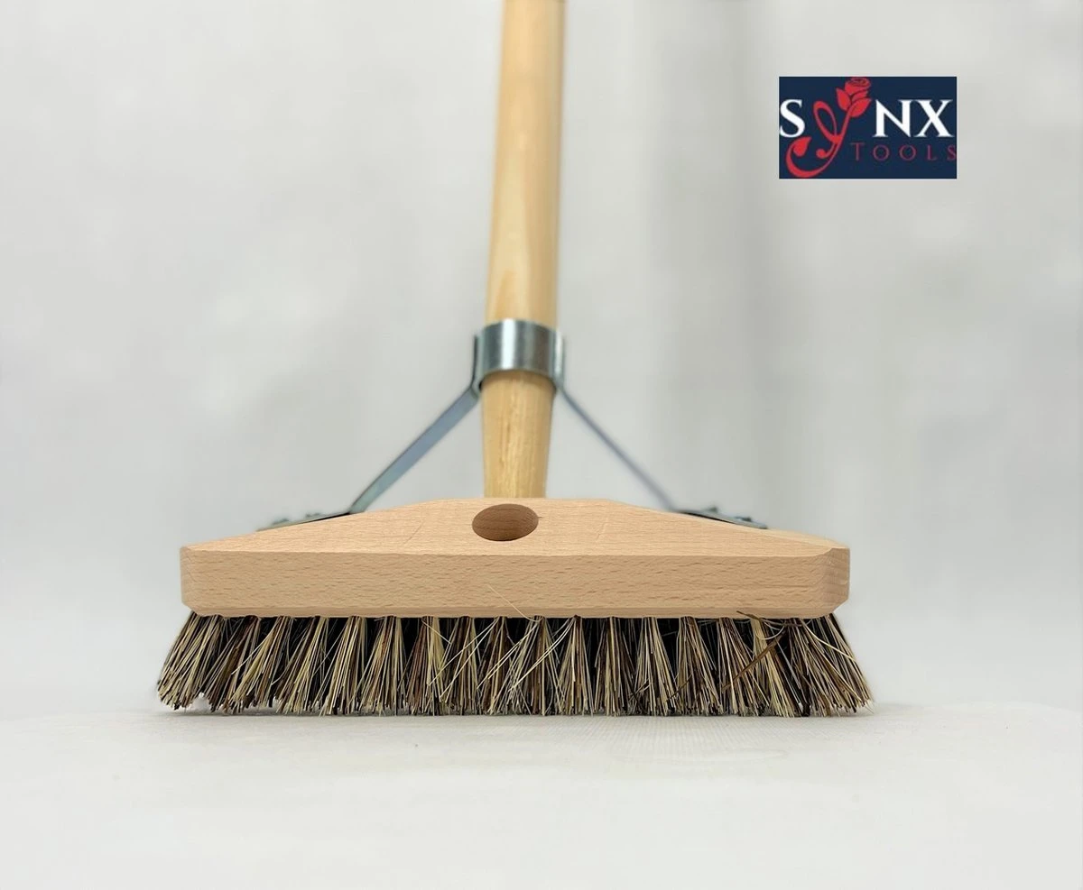 Synx Tools Luiwagen Union 22cm - Tegel Bezem Schrobber- Bezemsteel - Schoonmaakbezem - Schrobborstels - Bezems Met Steel 150 Cm - Afbeelding 3