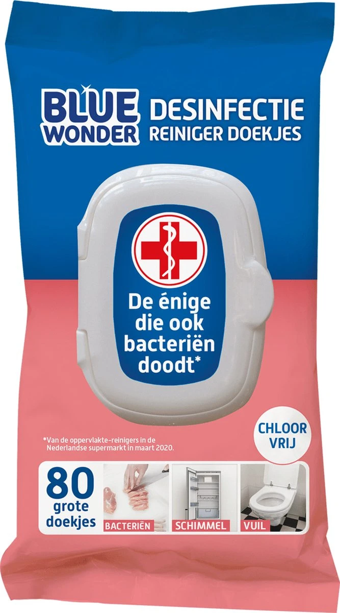 Blue Wonder Desinfectie Reinigingsdoekjes - 80 Stuks - Afbeelding 3