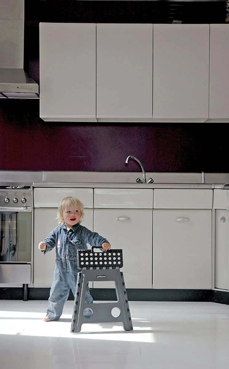 PUHLMANN - Inklapbare Kruk, JAMES, Plastic, Grijs, 40 Cm Hoog, Max 90 Kilo - Afbeelding 3