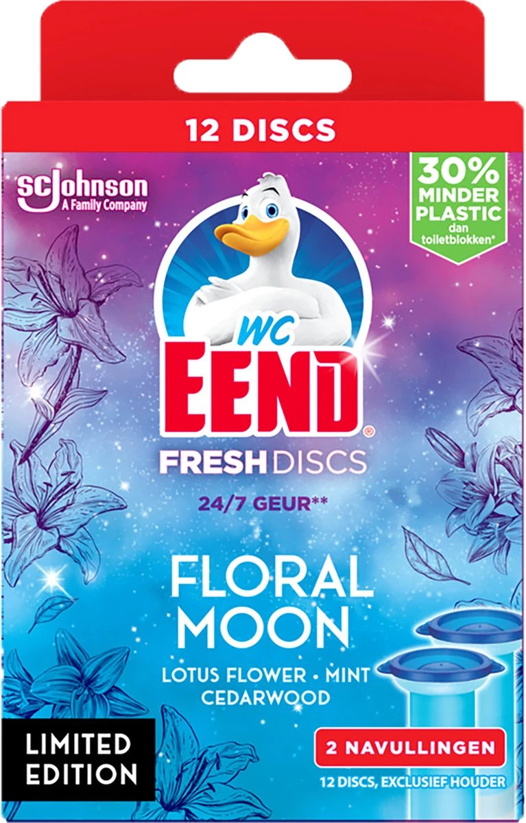 WC-Eend Fresh Discs Floral Moon + Navulling 12 Discs - Afbeelding 3