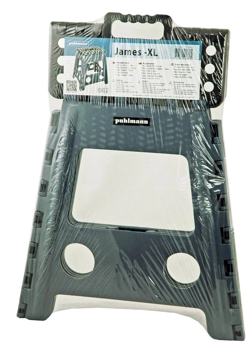 PUHLMANN - Inklapbare Kruk, JAMES, Plastic, Grijs, 40 Cm Hoog, Max 90 Kilo - Afbeelding 5