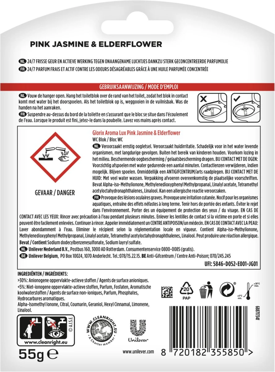 Glorix Aroma Lux Pink Jasmine & Elderflower Toiletblokken - 9 Stuks - Voordeelverpakking - Afbeelding 5