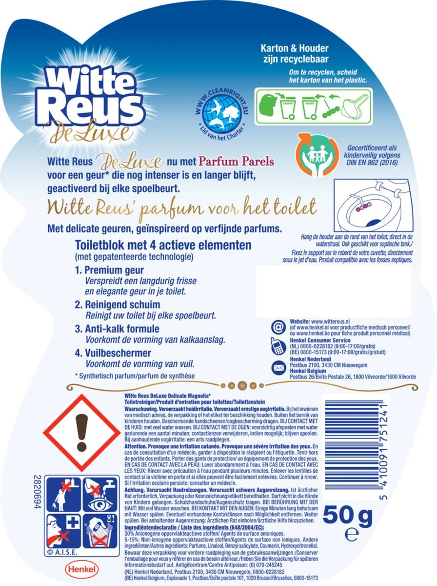 Witte Reus DeLuxe Toiletblok - Delicate Magnolia - WC Blokjes Voordeelverpakking - 10 Stuks - Afbeelding 2