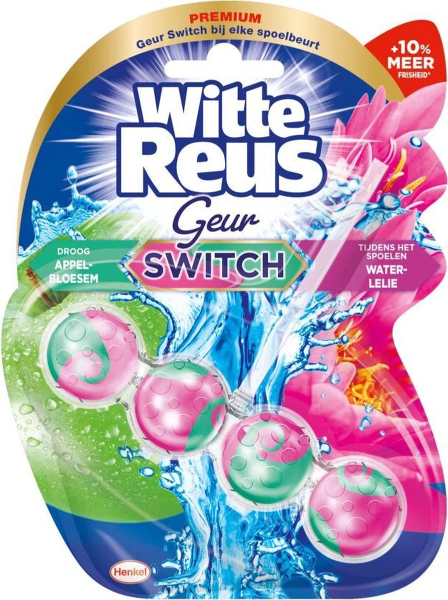 Witte Reus Toiletblok Geur Switch - Appel Waterlelie - WC Blokjes Voordeelverpakking - 10 Stuks - Afbeelding 3