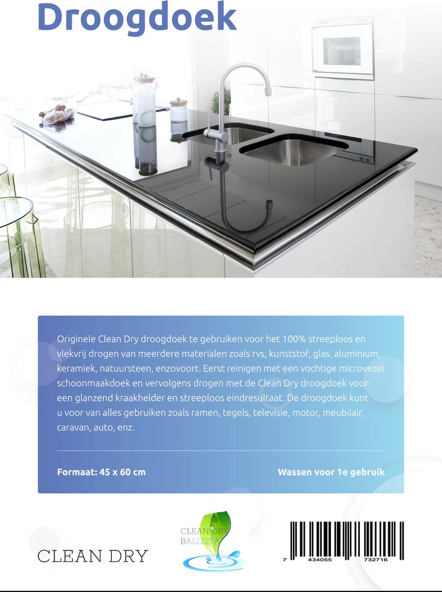 Merkloos Ramenset Raamdoeken Microvezel Glasdoeken Droogdoek Ramen Clean Dry Blauw/blauw - Afbeelding 7