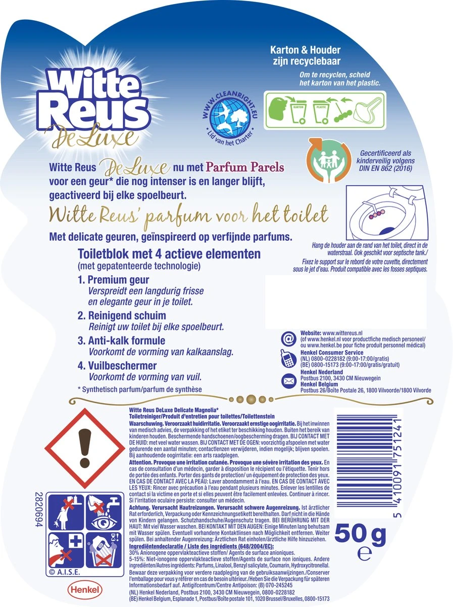 Witte Reus DeLuxe Toiletblok - Delicate Magnolia - WC Blokjes Voordeelverpakking - 10 Stuks - Afbeelding 10
