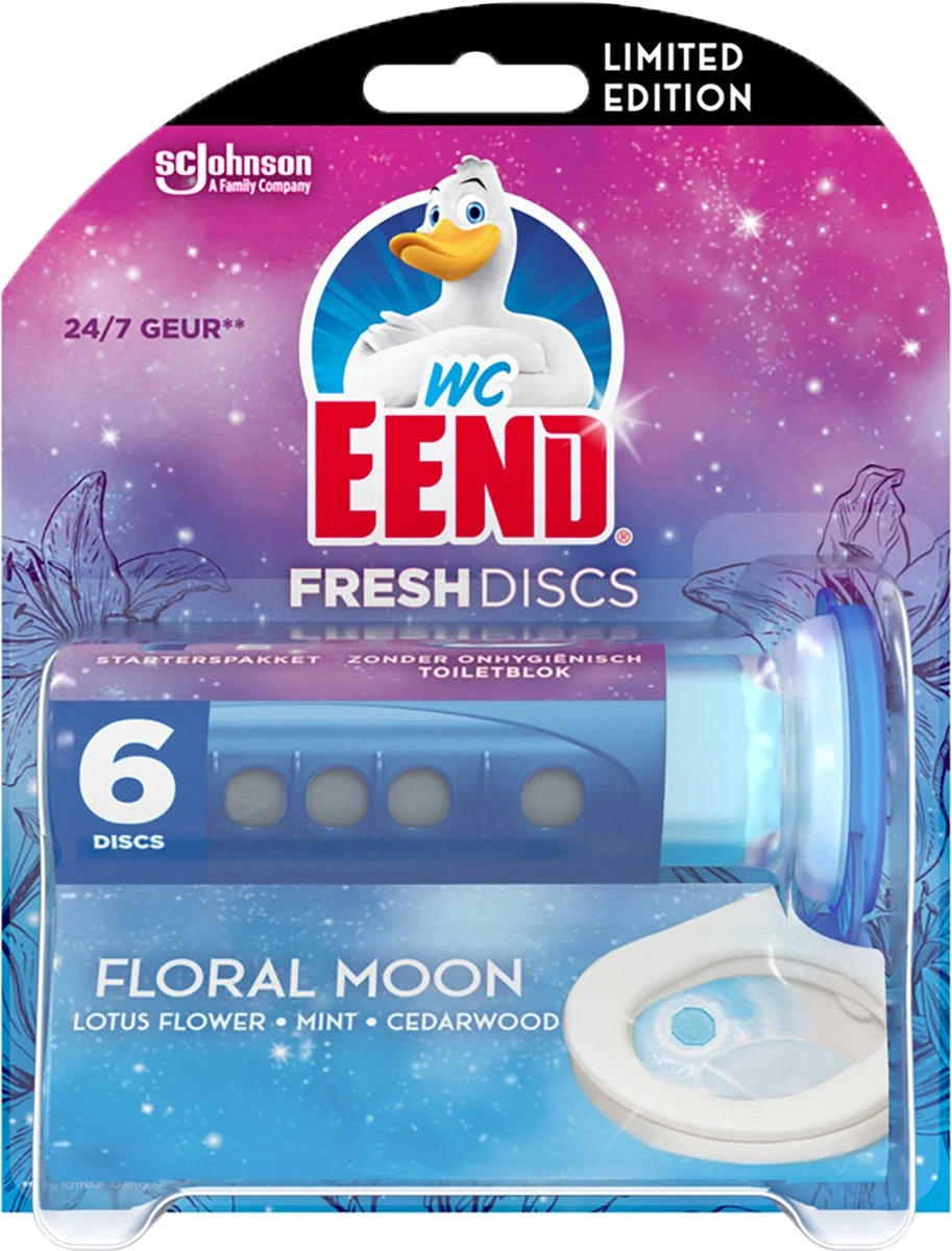WC-Eend Fresh Discs Floral Moon + Navulling 12 Discs - Afbeelding 2