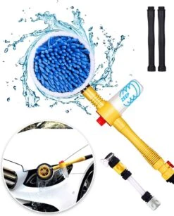JUST23 Telescopische Autowasborstel – Schrobber Met Steel – Velgenborstel - Autowasset Met Zeep - Roterende Schoonmaakborstel - Multifunctionele Wasborstel