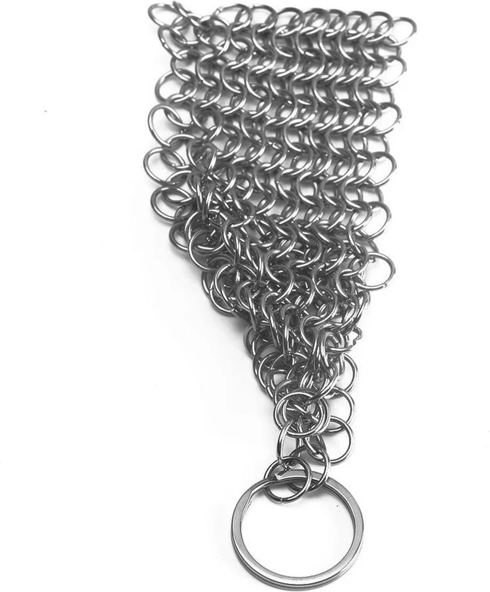 LOUZIR RVS Gietijzer Cleaner Voor Pannen - Metalen Borstel- Scrubmat- Zilver - Afbeelding 9